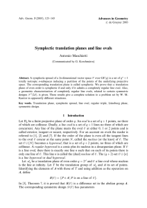 Symplectic translation planes and line ovals Antonio Maschietti Advances in Geometry