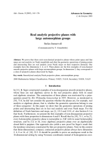 Real analytic projective planes with large automorphism groups Stefan Immervoll Advances in Geometry