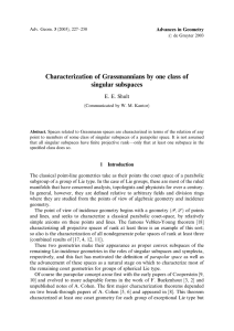 Characterization of Grassmannians by one class of singular subspaces E. E. Shult