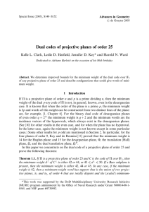 Dual codes of projective planes of order 25 Advances in Geometry