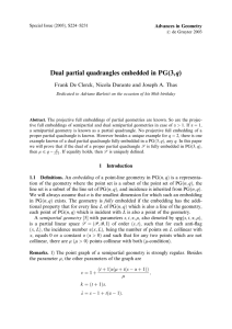 Dual partial quadrangles embedded in PG(3,q) Advances in Geometry