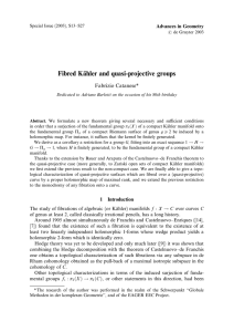 Fibred Ka¨hler and quasi-projective groups Fabrizio Catanese* Advances in Geometry