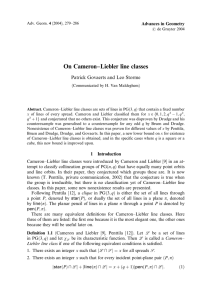 On Cameron–Liebler line classes Patrick Govaerts and Leo Storme Advances in Geometry
