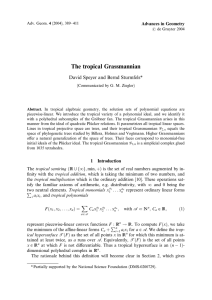 The tropical Grassmannian David Speyer and Bernd Sturmfels* Advances in Geometry