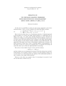 ERRATUM ON “ON NEUMANN ELLIPTIC PROBLEMS WITH DISCONTINUOUS NONLINEARITIES”
