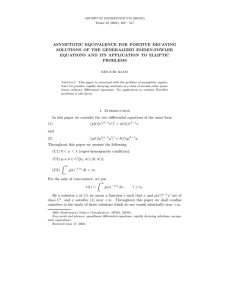 ASYMPTOTIC EQUIVALENCE FOR POSITIVE DECAYING SOLUTIONS OF THE GENERALIZED EMDEN-FOWLER