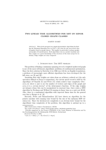 TWO LINEAR TIME ALGORITHMS FOR MST ON MINOR CLOSED GRAPH CLASSES