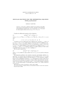 SINGULAR SOLUTIONS FOR THE DIFFERENTIAL EQUATION WITH p p-LAPLACIAN