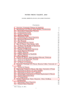 NOTES FROM TALBOT, 2010 Contents 1. Overview, Constantin Teleman UC Berkeley