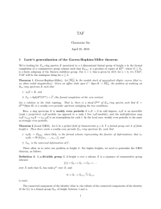 TAF 1 Lurie’s generalization of the Goerss-Hopkins-Miller theorem Charmaine Sia