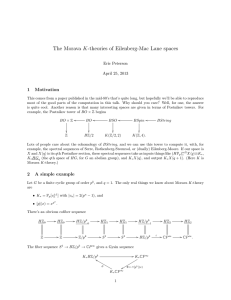 The Morava K-theories of Eilenberg-Mac Lane spaces 1 Motivation Eric Peterson