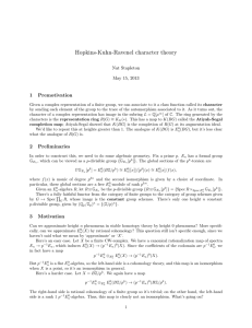 Hopkins-Kuhn-Ravenel character theory 1 Premotivation Nat Stapleton