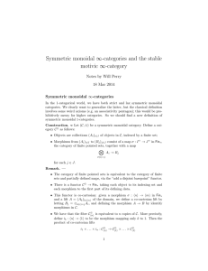 Symmetric monoidal ∞-categories and the stable motivic ∞-category Notes by Will Perry