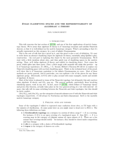 ´ ETALE CLASSIFYING SPACES AND THE REPRESENTABILITY OF ALGEBRAIC K-THEORY 1. Introduction