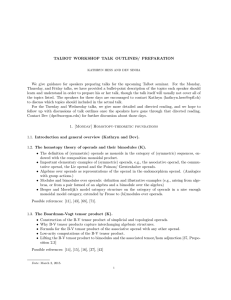 TALBOT WORKSHOP TALK OUTLINES/ PREPARATION