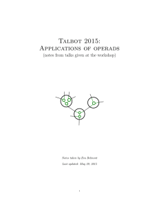 Talbot 2015: Applications of operads (notes from talks given at the workshop)
