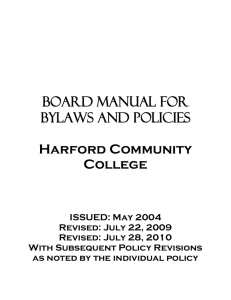 Board Manual for Bylaws and Policies Harford Community