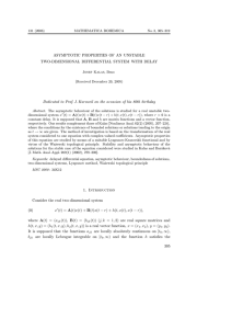 ASYMPTOTIC PROPERTIES OF AN UNSTABLE TWO-DIMENSIONAL DIFFERENTIAL SYSTEM WITH DELAY (