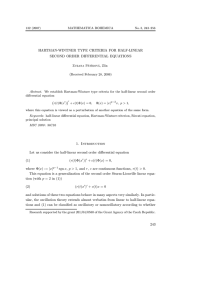 HARTMAN-WINTNER TYPE CRITERIA FOR HALF-LINEAR SECOND ORDER DIFFERENTIAL EQUATIONS (