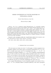 ORDER CONVERGENCE OF VECTOR MEASURES ON TOPOLOGICAL SPACES (