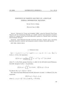 EXISTENCE OF POSITIVE SOLUTION OF A SINGULAR PARTIAL DIFFERENTIAL EQUATION (