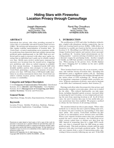 Hiding Stars with Fireworks: Location Privacy through Camouflage Joseph Meyerowitz Romit Roy Choudhury