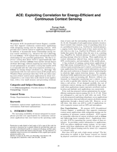 ACE: Exploiting Correlation for Energy-Efficient and Continuous Context Sensing Suman Nath