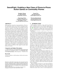 SwordFight: Enabling a New Class of Phone-to-Phone Zengbin Zhang David Chu