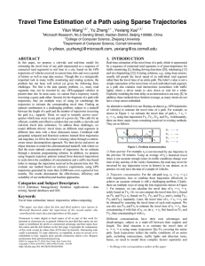 Travel Time Estimation of a Path using Sparse Trajectories Yilun Wang