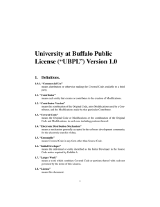 University at Buffalo Public License (“UBPL”) Version 1.0 1. Definitions.