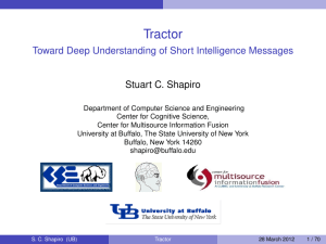 Tractor Toward Deep Understanding of Short Intelligence Messages Stuart C. Shapiro