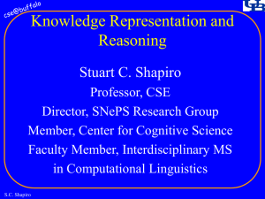 Knowledge Representation and Reasoning Stuart C. Shapiro