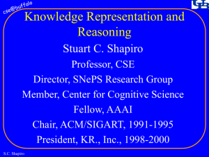 Knowledge Representation and Reasoning Stuart C. Shapiro