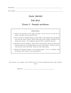 Math 166:503 Fall 2015 Exam 2 - Sample problems