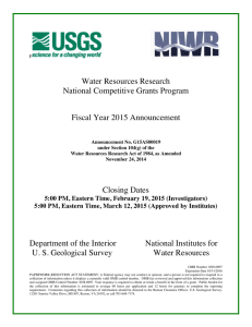 Water Resources Research National Competitive Grants Program Fiscal Year 2015 Announcement