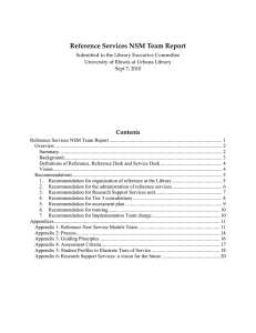Reference Services NSM Team Report  Contents