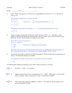 ©Zarestky Math 141 Quiz 2 Version A 9/10/2009 NAME:____________