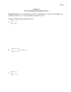 ( ) Section 1.3 Vector Functions and Parametric Curves