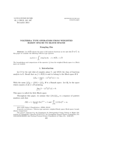 65, 4 (2013), 481–487 December 2013 VOLTERRA TYPE OPERATORS FROM WEIGHTED