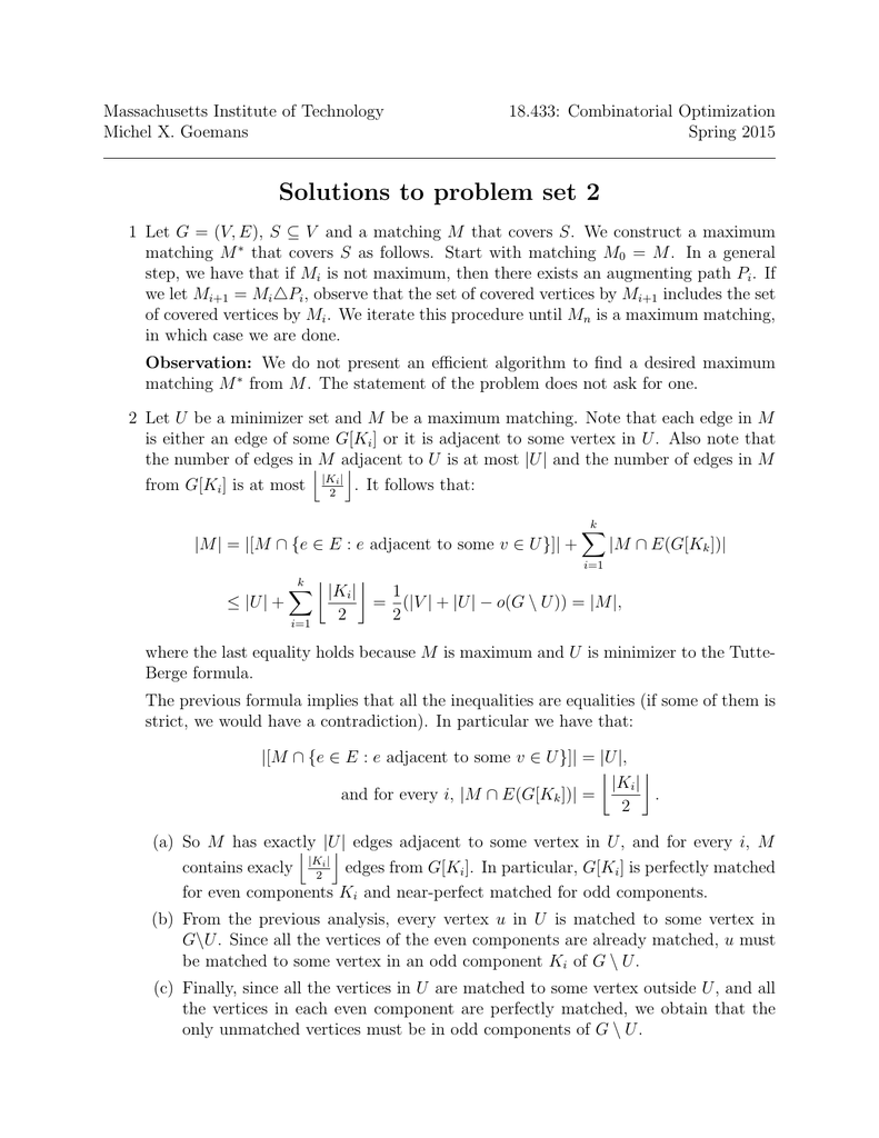 Solutions To Problem Set 2