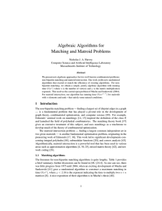 Algebraic Algorithms for Matching and Matroid Problems