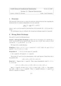 Lecture 11: Matroid Intersection