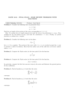 MATH 18.01 - FINAL EXAM - SOME REVIEW PROBLEMS WITH SOLUTIONS