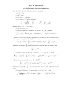 Unit 3. Integration 3A. Differentials, indefinite integration