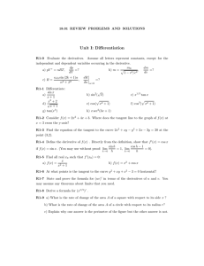 Unit I: Differentiation