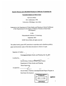 Density  Bonuses  and Affordable  Housing, in California:... Economic  Impact on  Three Cases