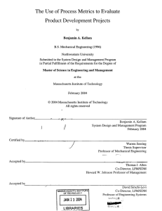 The Use  of  Process  Metrics  to... Product Development  Projects