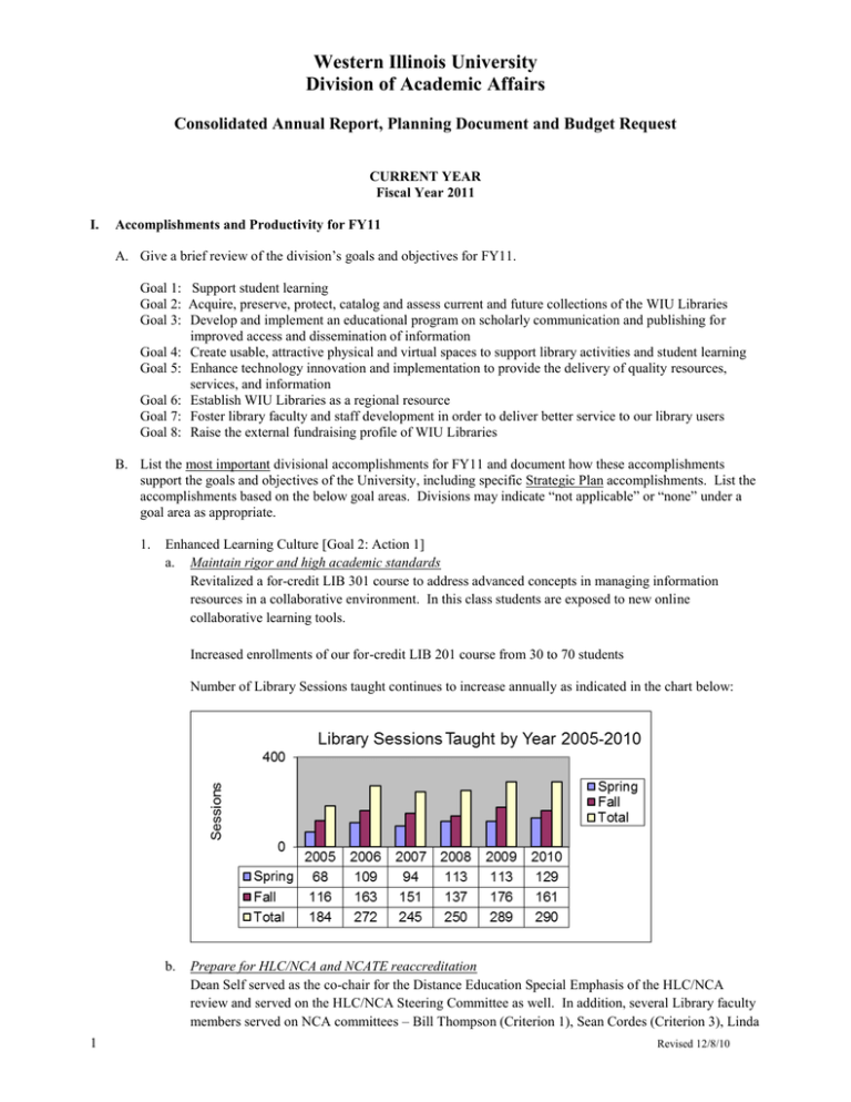 Western Illinois University Division Of Academic Affairs