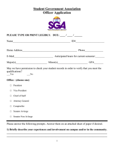 Student Government Association Officer Application