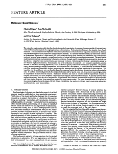 FEATURE ARTICLE Molecular Quasi-Speciest Manfred Eigen,* John  McCaskill, J.